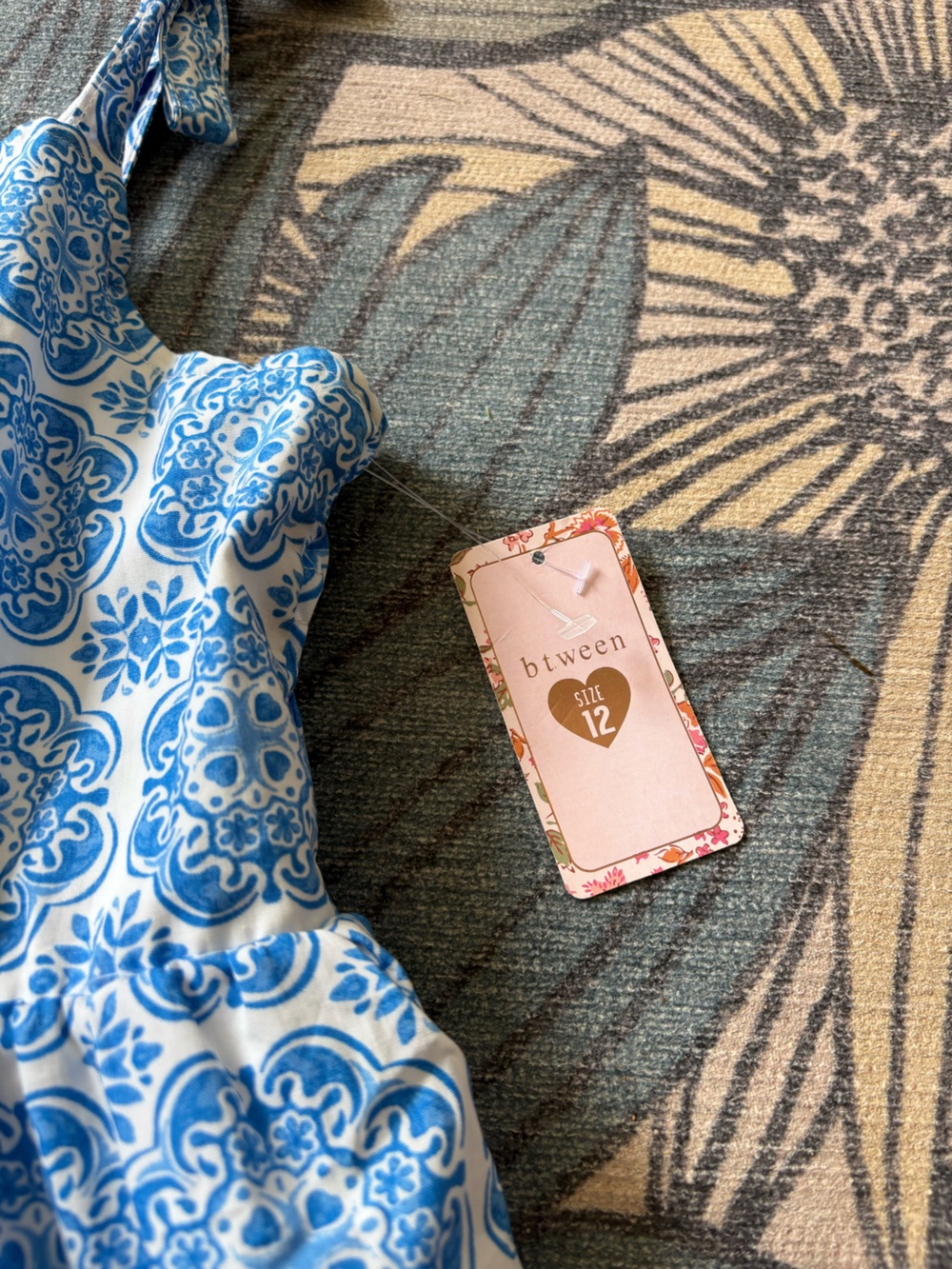 btween Blue and White Medallion Print Tiered Sundress - Picture 2 of 5